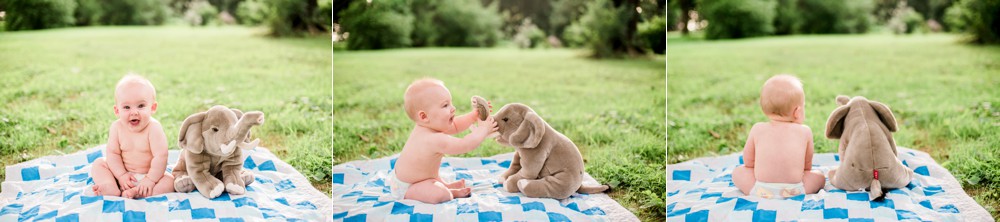 Baby and elephant